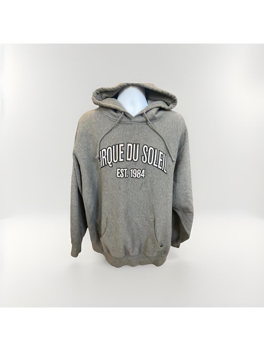 CIRQUE DU SOLEIL HOODIE MENS XL GRAY SPELL OUT PREOWNED